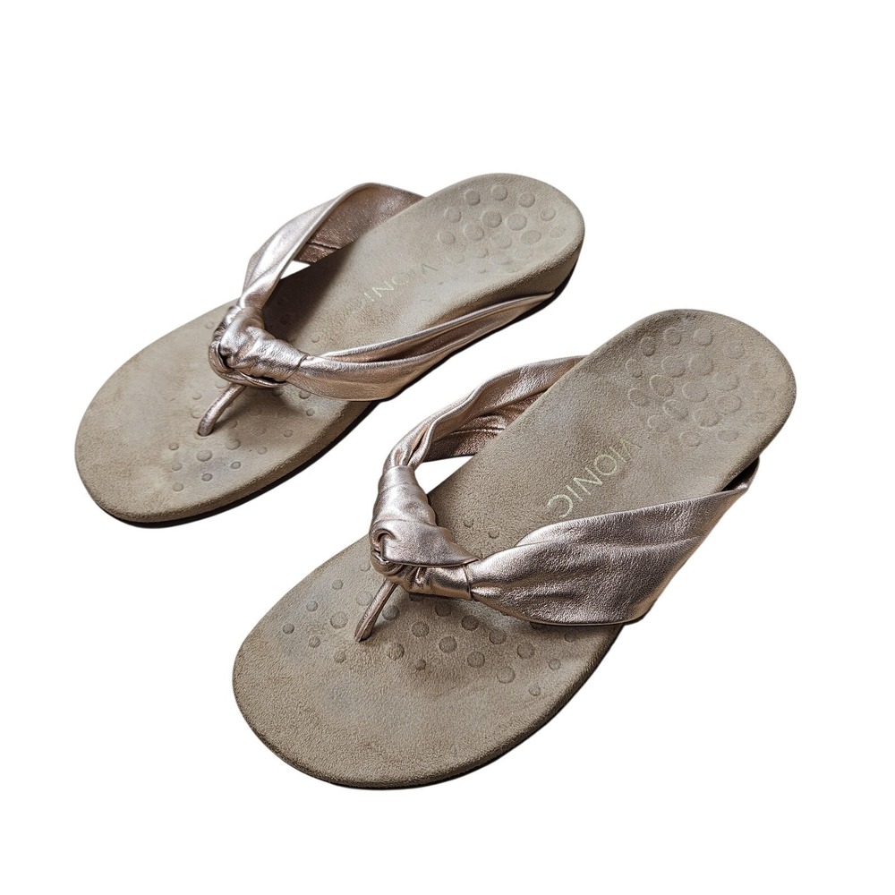 Vionic Pippa Flip Flop Sandals Women 7.5 Rose Gold Comfort Orthotic Shoes Beachy
